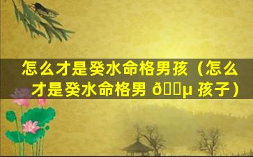 怎么才是癸水命格男孩（怎么才是癸水命格男 🌵 孩子）